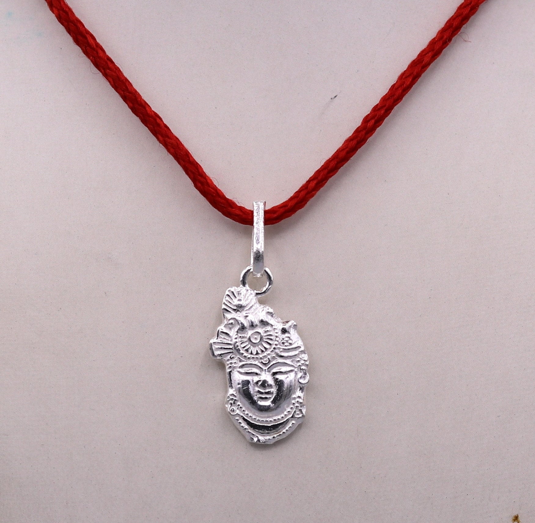 Solid silver handmade indian idol vishnu shreenathji pendant from rajasthan India god shree krishna pendant locket nsp03 - TRIBAL ORNAMENTS