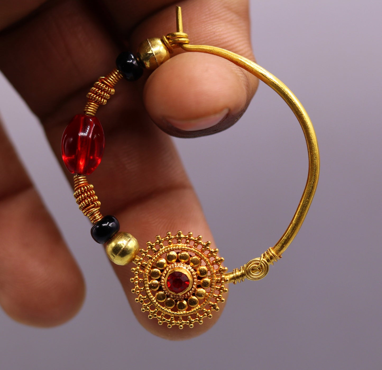 Vintage handmade 20kt yellow gold fabulous queen jodha nath nose ring indian tribal wedding jewelry for looking queen bridal jewelry - TRIBAL ORNAMENTS