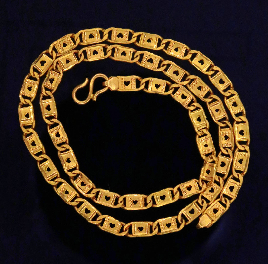 Handmade excellent diamond cut designer 22kt yellow gold nawabi chain necklace best gifting jewelry from india - TRIBAL ORNAMENTS