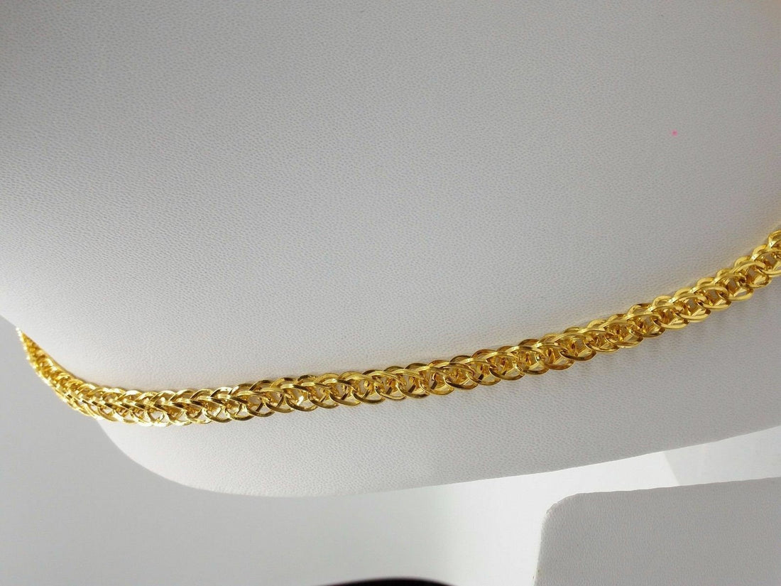 Genuine 22karat yellow gold handmade hollow link chain excellent gifting 20 inches long chain necklace jewelry from india - TRIBAL ORNAMENTS