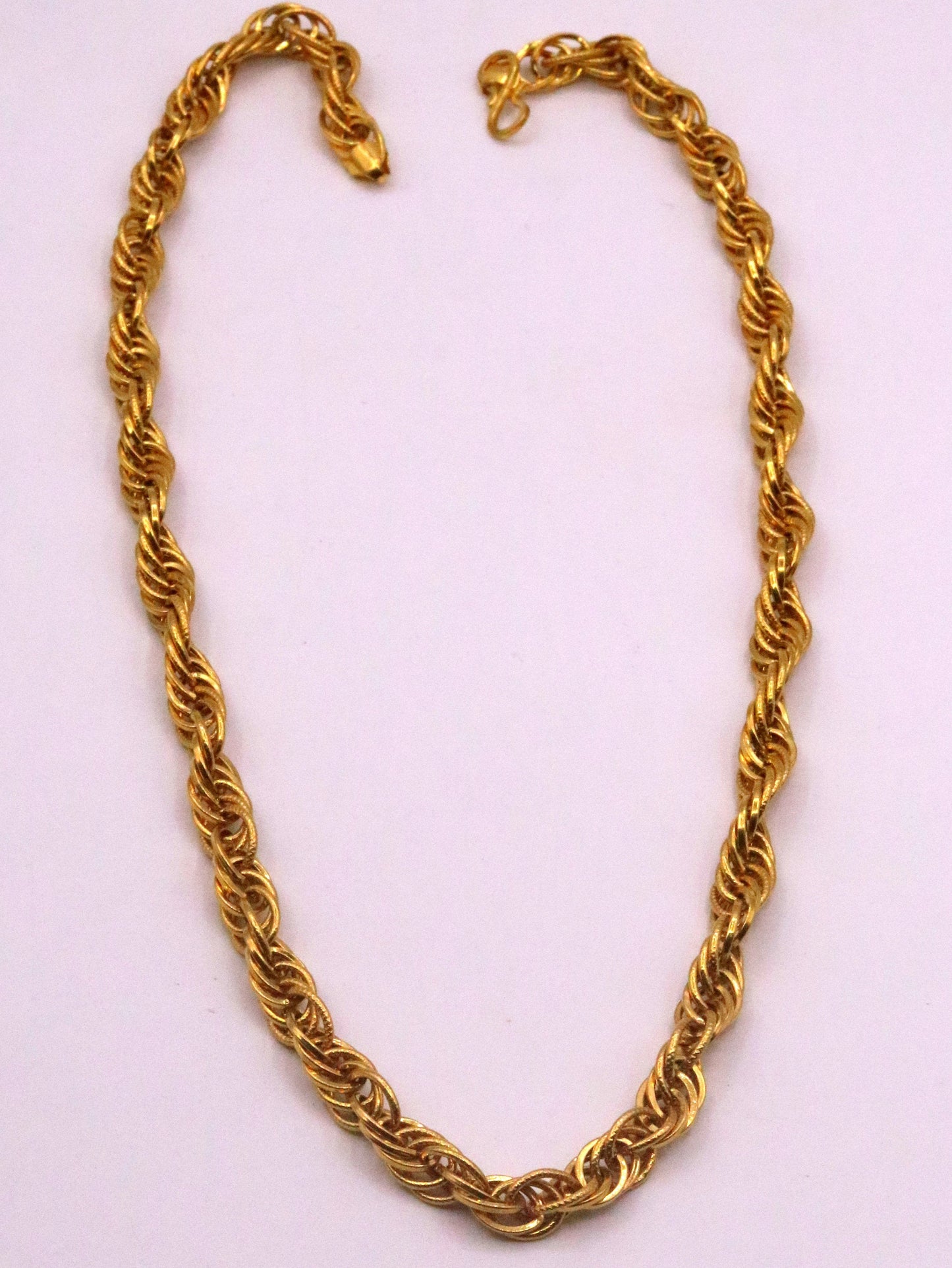 22kt yellow gold handmade fabulous certified gold link chain twisted design necklace unisex gifting jewelry from india - TRIBAL ORNAMENTS