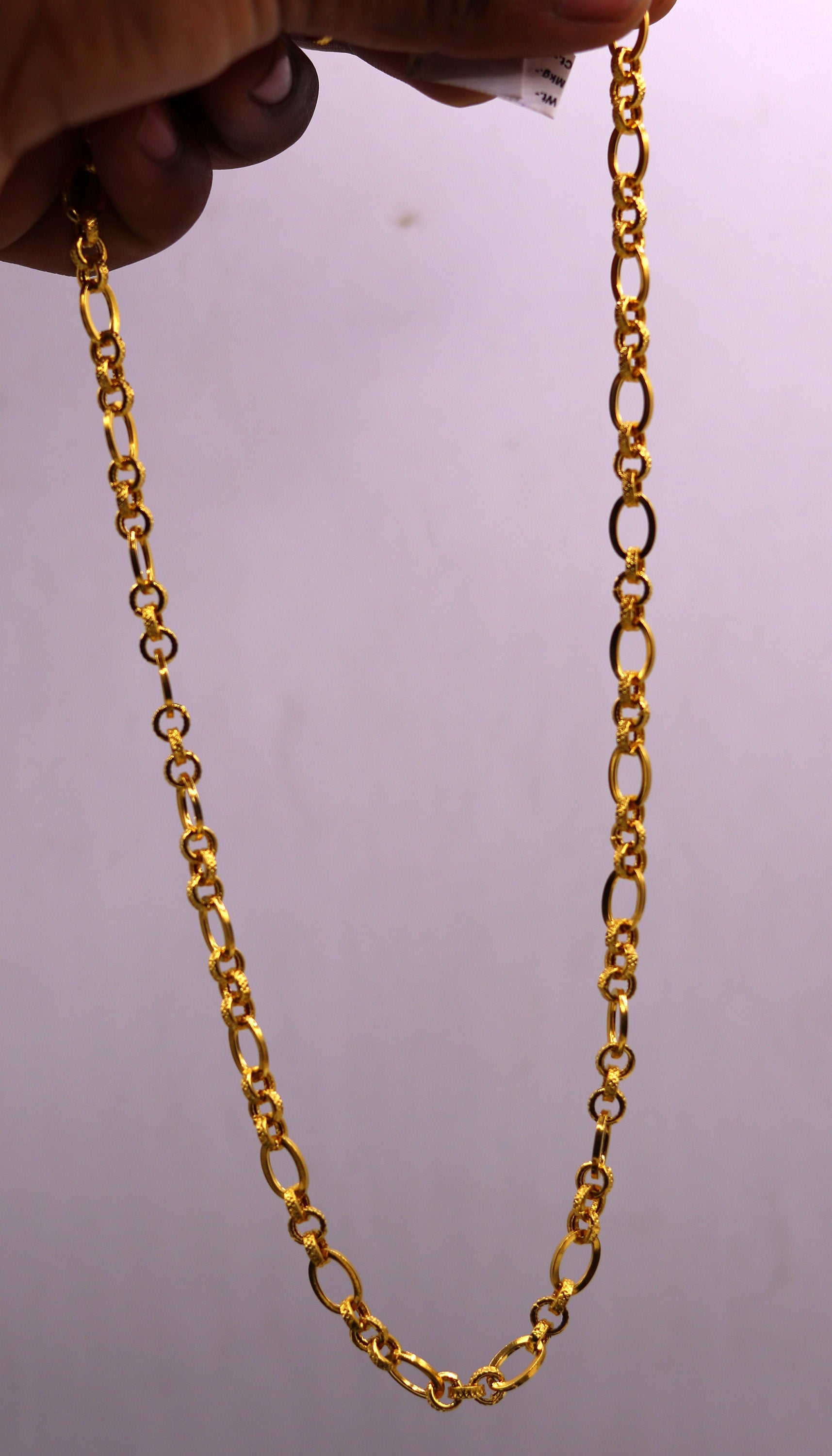 20 inches handcrafted gorgeous link chain necklace 22karat yellow gold dot  link chain antique stylish india jewelry ch178 | TRIBAL ORNAMENTS
