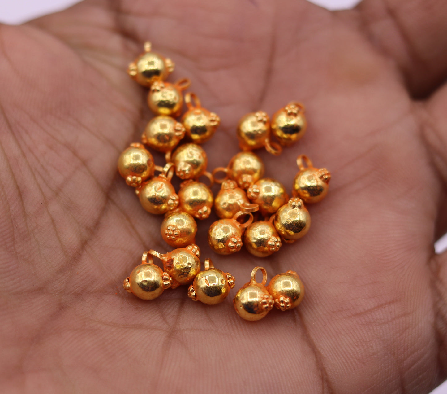 loose beads 22karat yellow gold Vintage design antique handmade excellent beads hanging bells with wax inside for durability  bead05 - TRIBAL ORNAMENTS