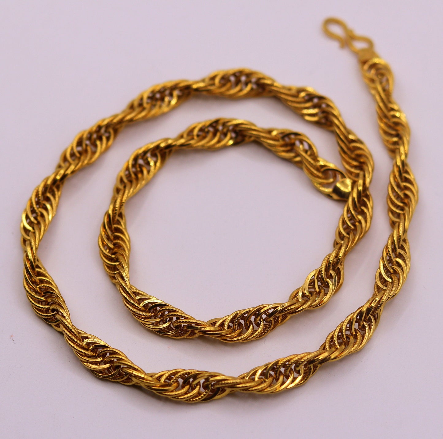 22kt yellow gold handmade fabulous certified gold link chain twisted design necklace unisex gifting jewelry from india - TRIBAL ORNAMENTS