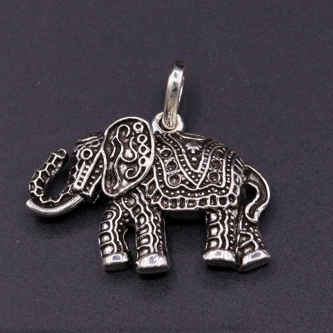 925 Sterling silver solid handmade elephant pendant excellent oxidized pendant with solid wheat chain tribal jewelry india nsp38 - TRIBAL ORNAMENTS