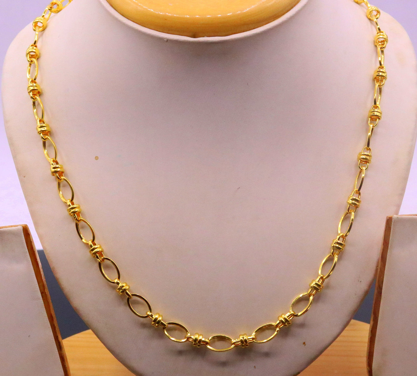 Handmade 22kt ct yellow gold gorgeous design link chain indian tribal design necklace gifting jewelry ch189 - TRIBAL ORNAMENTS