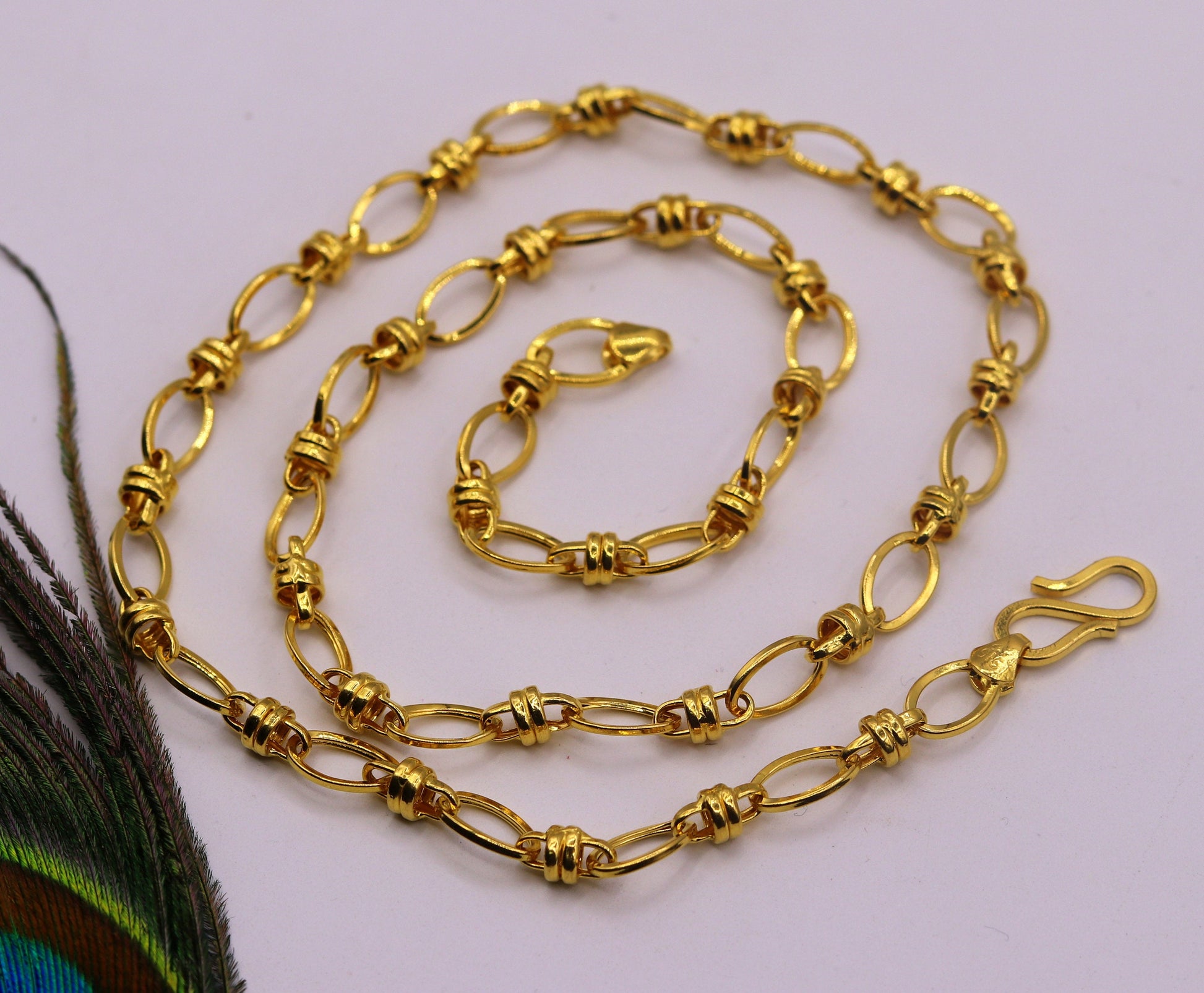 Handmade 22kt ct yellow gold gorgeous design link chain indian tribal design necklace gifting jewelry ch189 - TRIBAL ORNAMENTS