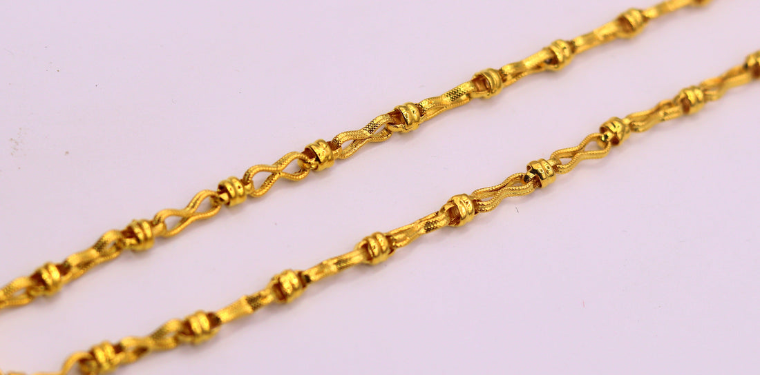 22kt certified hallmarked unique antique design handmade link chain unisex gifting jewelry ch191 - TRIBAL ORNAMENTS