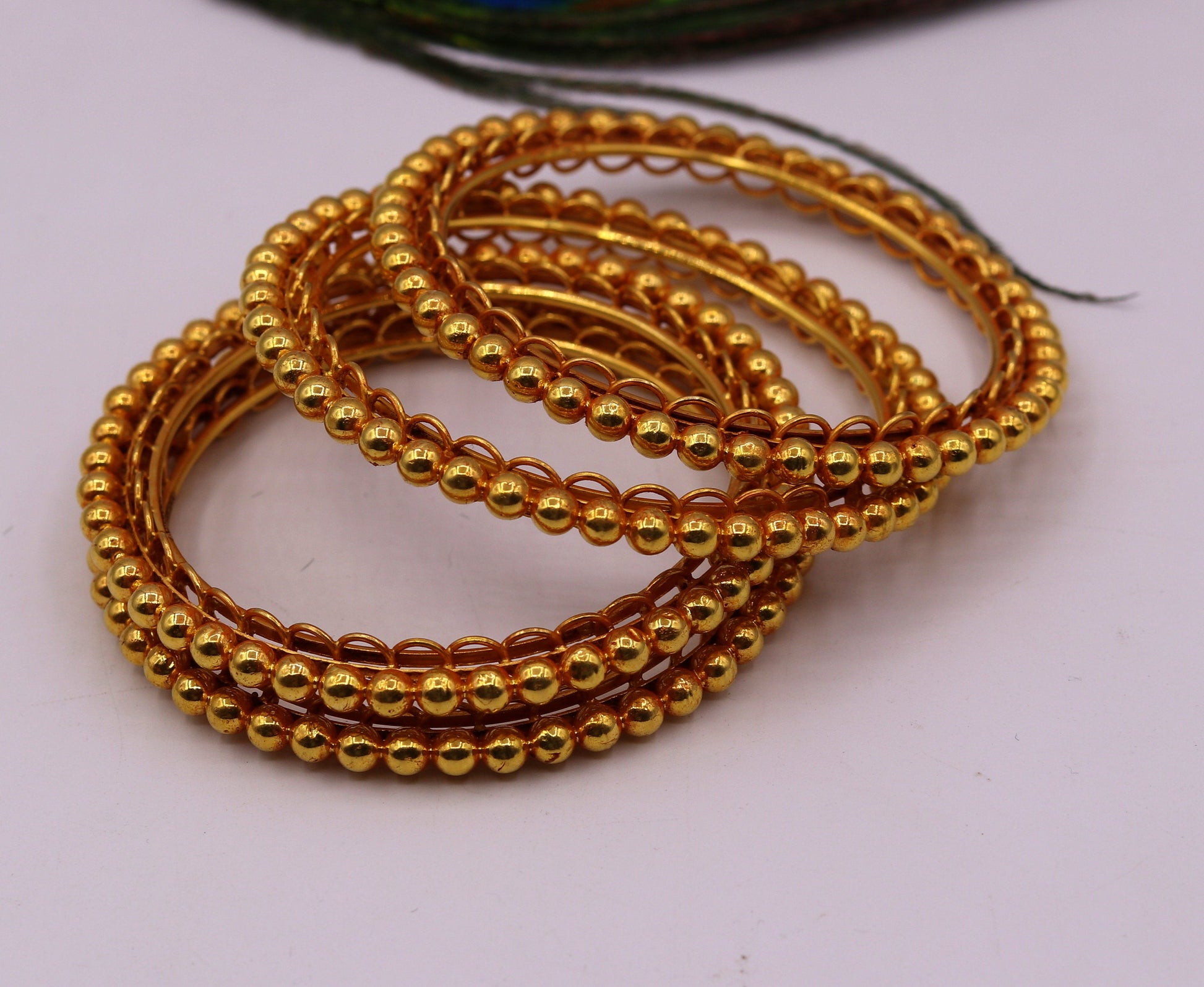 Handmade indian Designer antique style solid gold bangle bracelet fabulous women's traditional tribal jewelry from india ba43 - TRIBAL ORNAMENTS