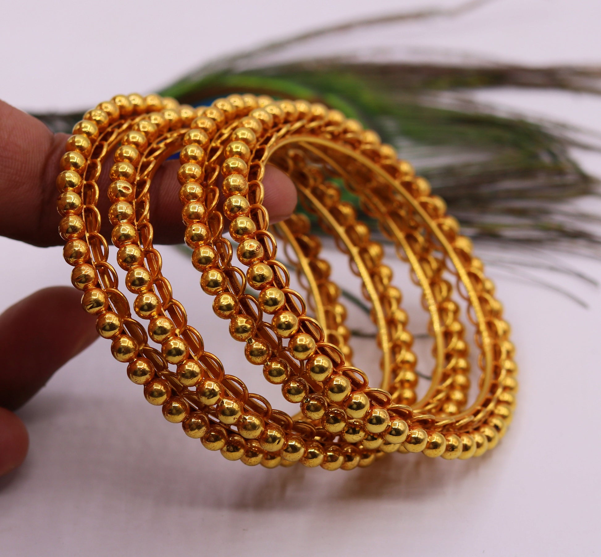 Handmade indian Designer antique style solid gold bangle bracelet fabulous women's traditional tribal jewelry from india ba43 - TRIBAL ORNAMENTS