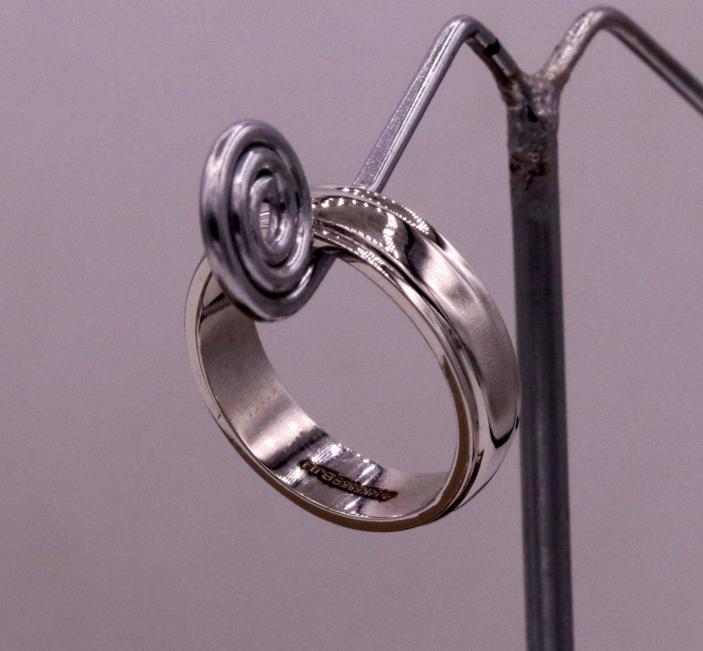 14 karat white gold handmade plain ring band for wedding anniversary engagement gifting unisex stylish genuine jewelry ring23 - TRIBAL ORNAMENTS