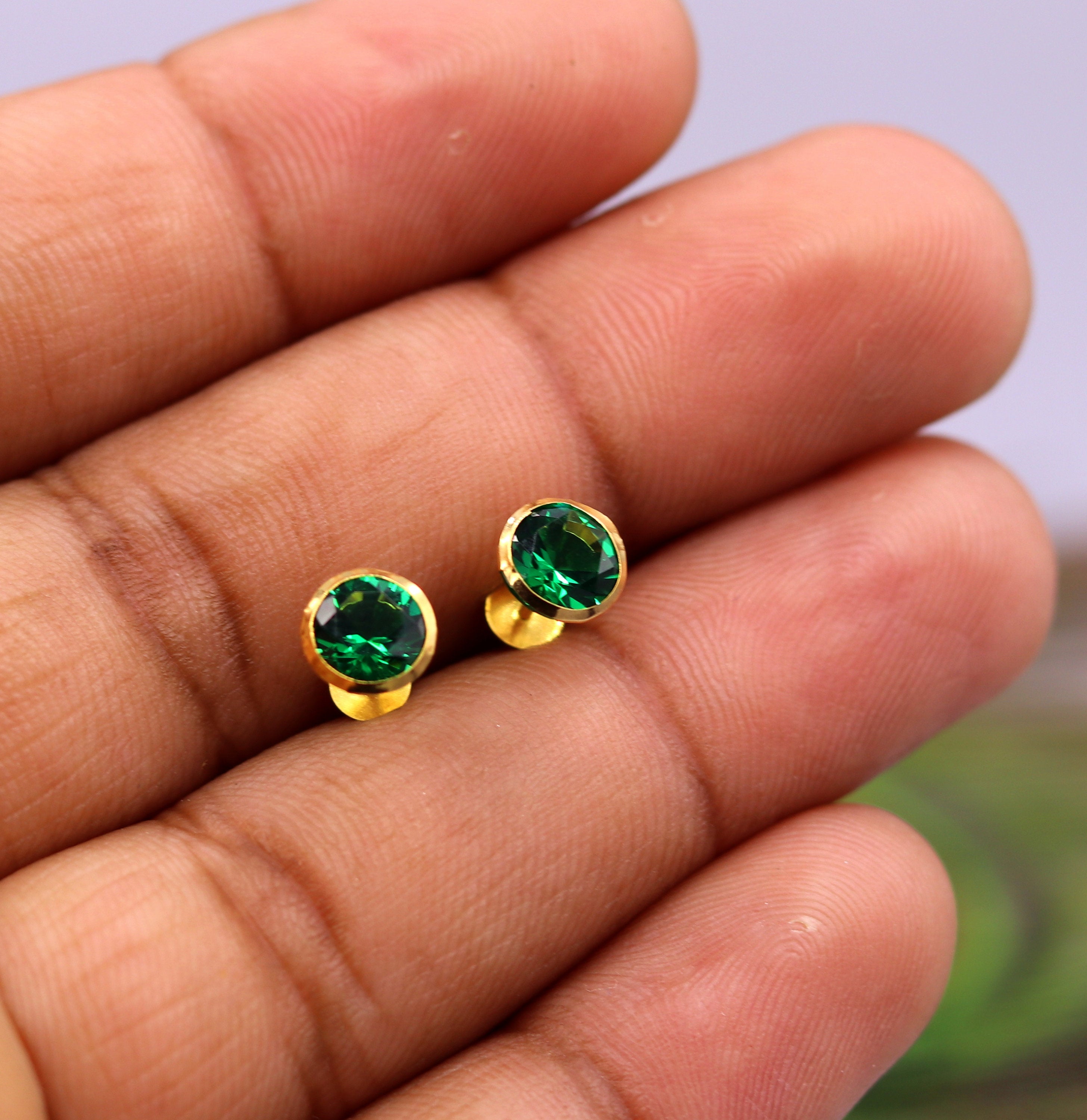 Green color matte gold earrings - Jaipur Mart - 4180741