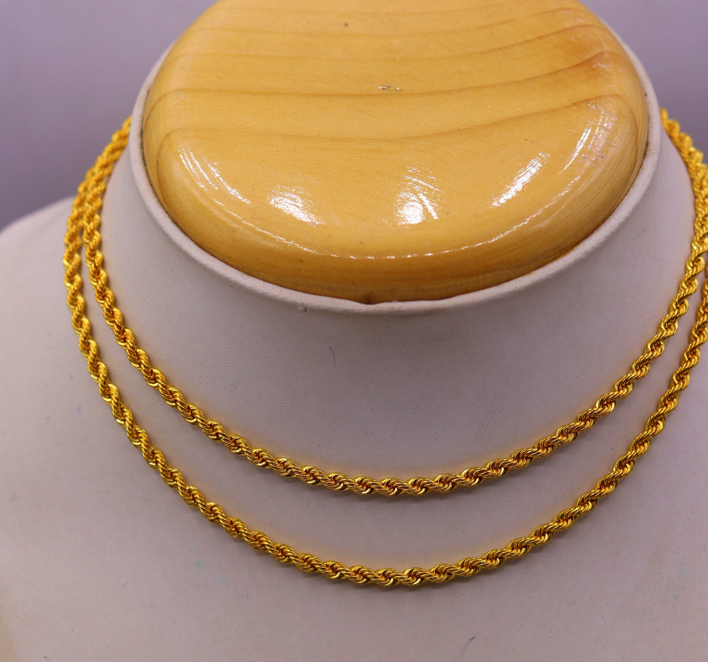 22k yellow gold handmade fabulous Rope chain necklace 24 inches long excellent gold unisex chain certified gifting jewelry - TRIBAL ORNAMENTS