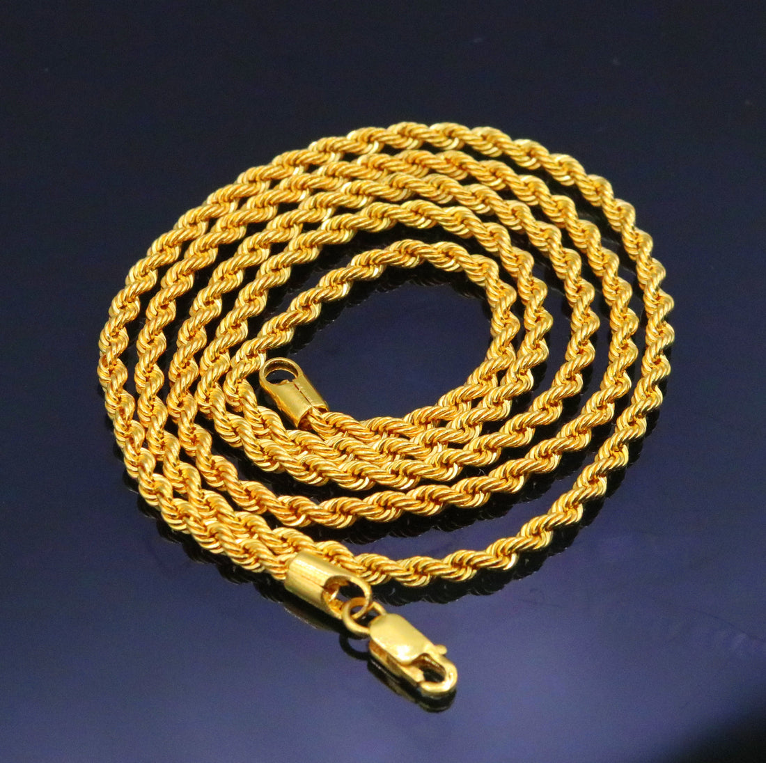 22k yellow gold handmade fabulous Rope chain necklace 24 inches long excellent gold unisex chain certified gifting jewelry - TRIBAL ORNAMENTS