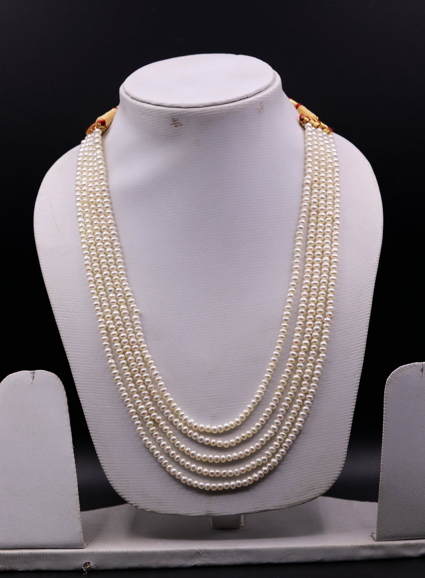Natural real pearl five line layer string necklace set gorgeous wedding or daily use necklace jewelry from india belly dance set34 - TRIBAL ORNAMENTS