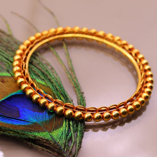 Genuine 22k yellow solid gold handmade vintage antique design rajasthan traditional bangle bracelet kangan jewelry ba42 - TRIBAL ORNAMENTS