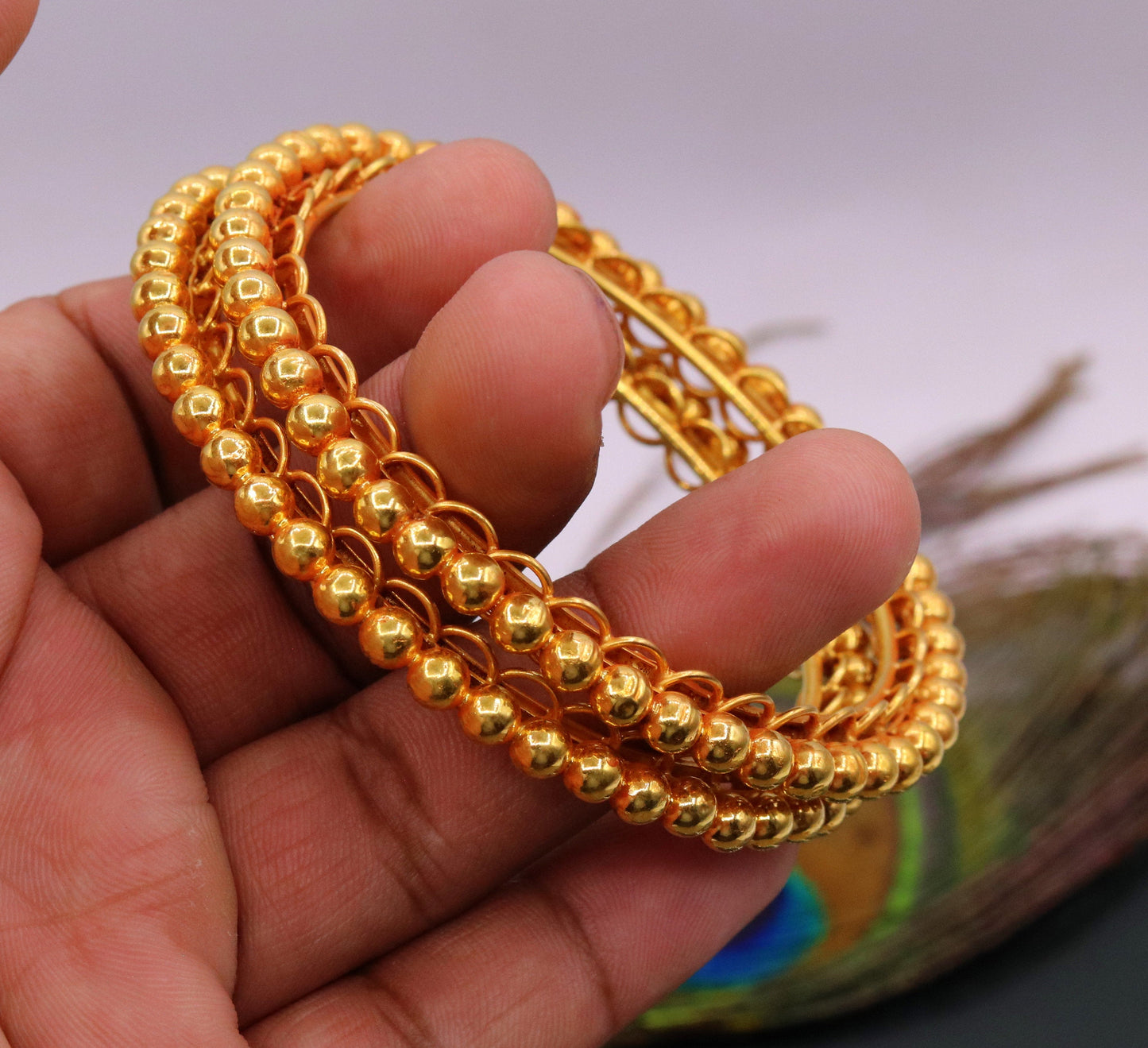 Vintage design handmade indian antique style solid gold bangle bracelet fabulous women's tribal jewelry from india ba43 - TRIBAL ORNAMENTS