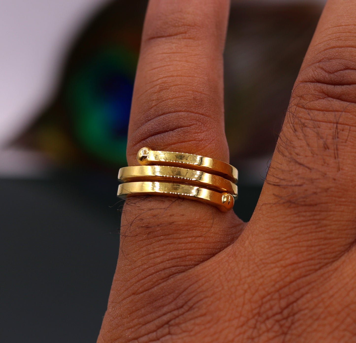 22kt yellow gold handmade fabulous spiral ring vintage antique design all sizes ring band for unisex gifting jewelry from india - TRIBAL ORNAMENTS