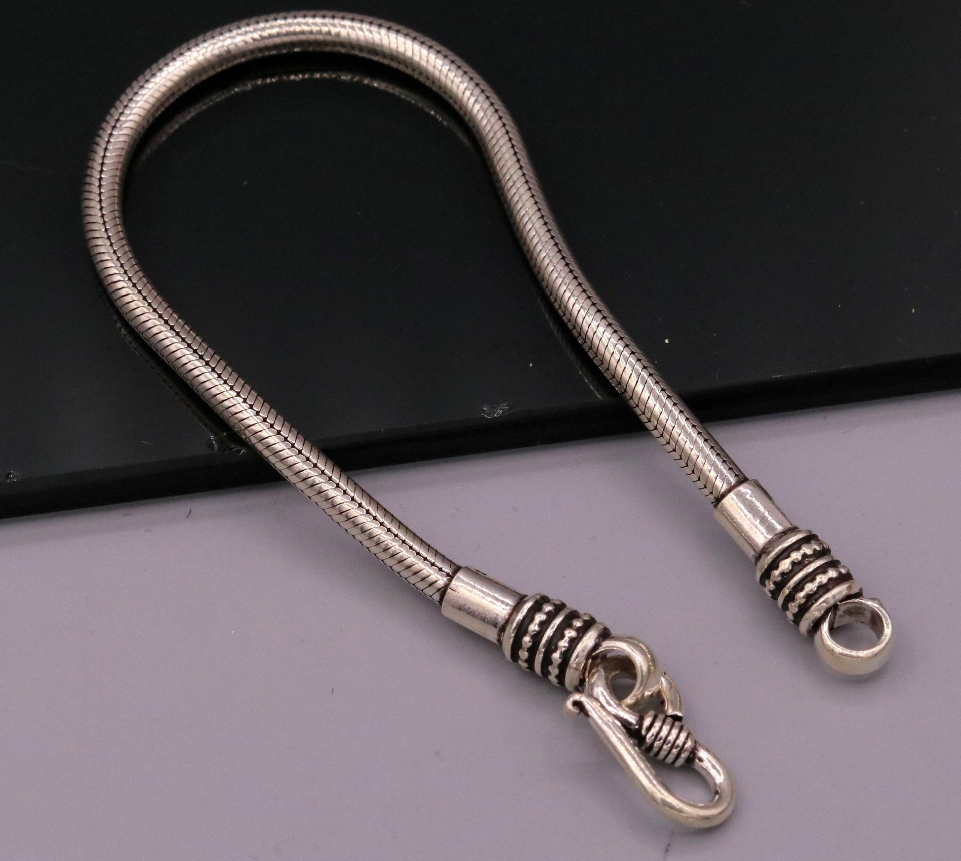 4MM Solid 925 sterling silver handmade amazing snake chain flexible unisex bracelet jewelry elegant custom wrist belt bracelet india sbr231 - TRIBAL ORNAMENTS