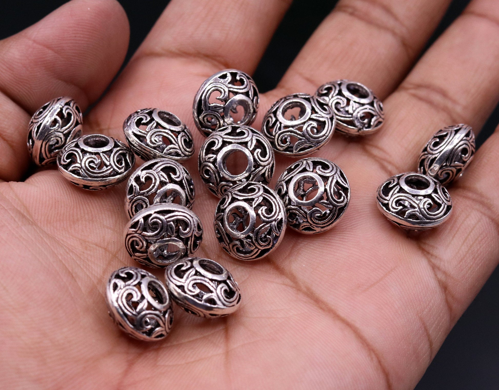 Lot 10 pieces 925 Sterling silver handmade awesome beads jewelry findings for special antique jewelry making ideas bd03 - TRIBAL ORNAMENTS