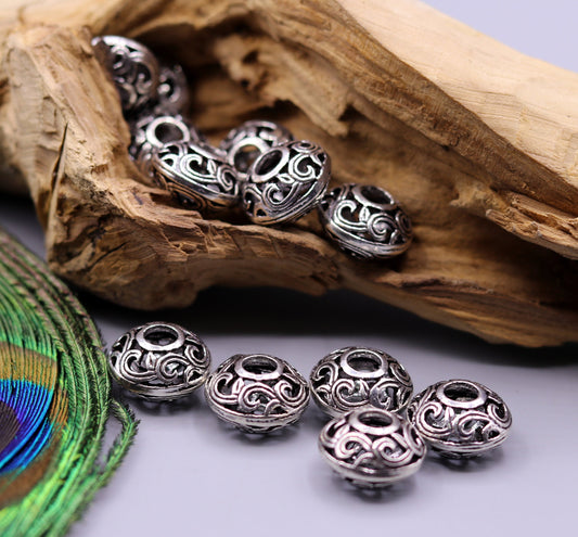 Lot 10 pieces 925 Sterling silver handmade awesome beads jewelry findings for special antique jewelry making ideas bd03 - TRIBAL ORNAMENTS