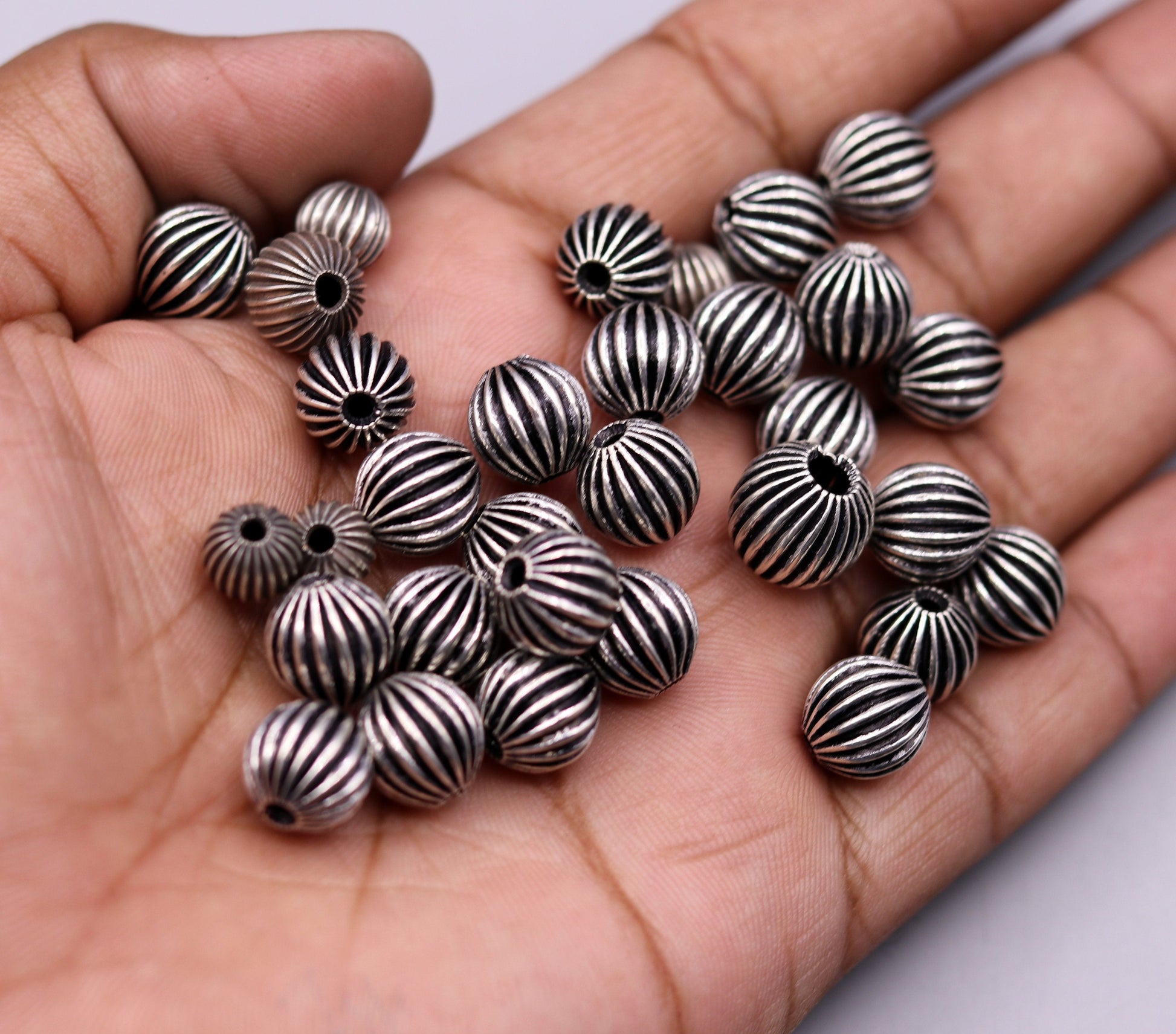 Lot 10 pieces Vintage antique design handmade 925 sterling silver beads  loose beads for jewelry making ideas bd04