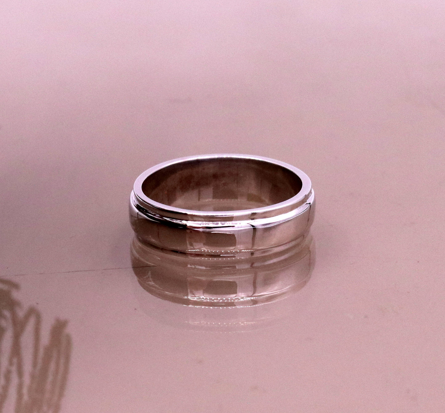 14 karat white gold handmade plain ring band for wedding anniversary engagement gifting unisex stylish genuine jewelry ring23 - TRIBAL ORNAMENTS