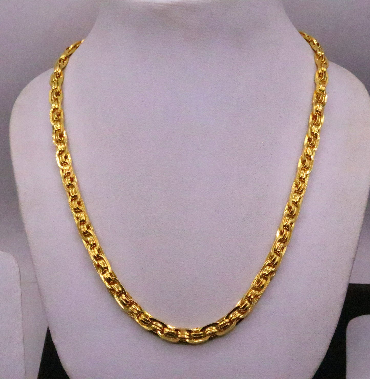 22karat yellow gold fabulous handmade designer chain necklace link chain stylish unisex jewelry from india ch215 - TRIBAL ORNAMENTS