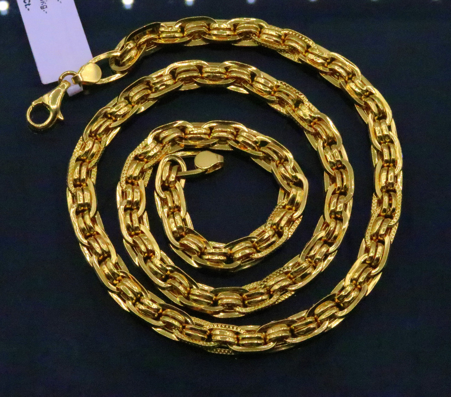 22karat yellow gold fabulous handmade designer chain necklace link chain stylish unisex jewelry from india ch215 - TRIBAL ORNAMENTS