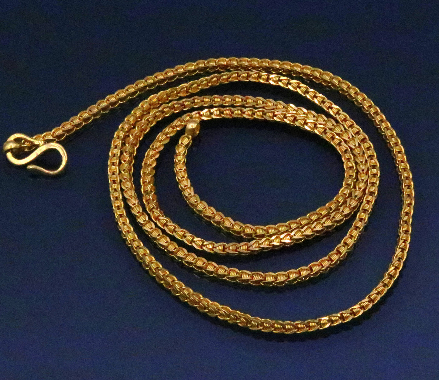 Fabulous 22karat yellow gold handmade amazing wheat link chain necklace unisex long chain gifting collection from india ch217 - TRIBAL ORNAMENTS