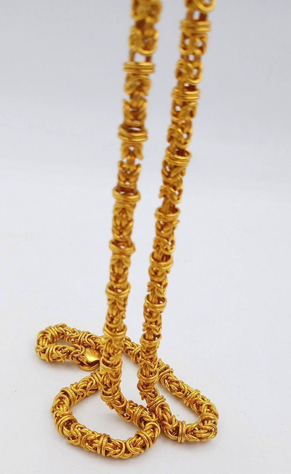 Sale Unisex 22k yellow gold chain byzantine style handmade long fabulous design - TRIBAL ORNAMENTS