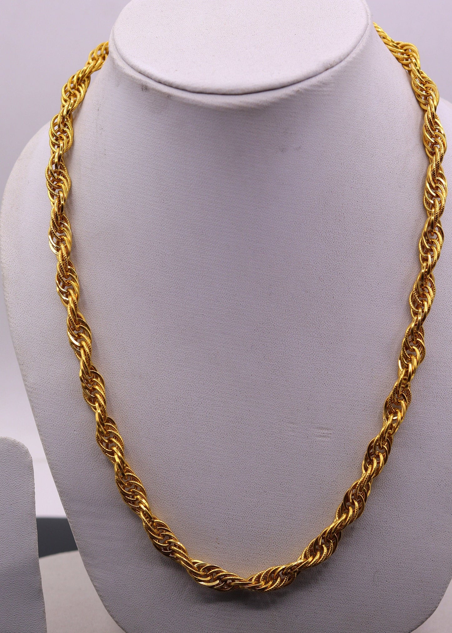 22kt yellow gold handmade fabulous certified gold link chain twisted design necklace unisex gifting jewelry from india - TRIBAL ORNAMENTS