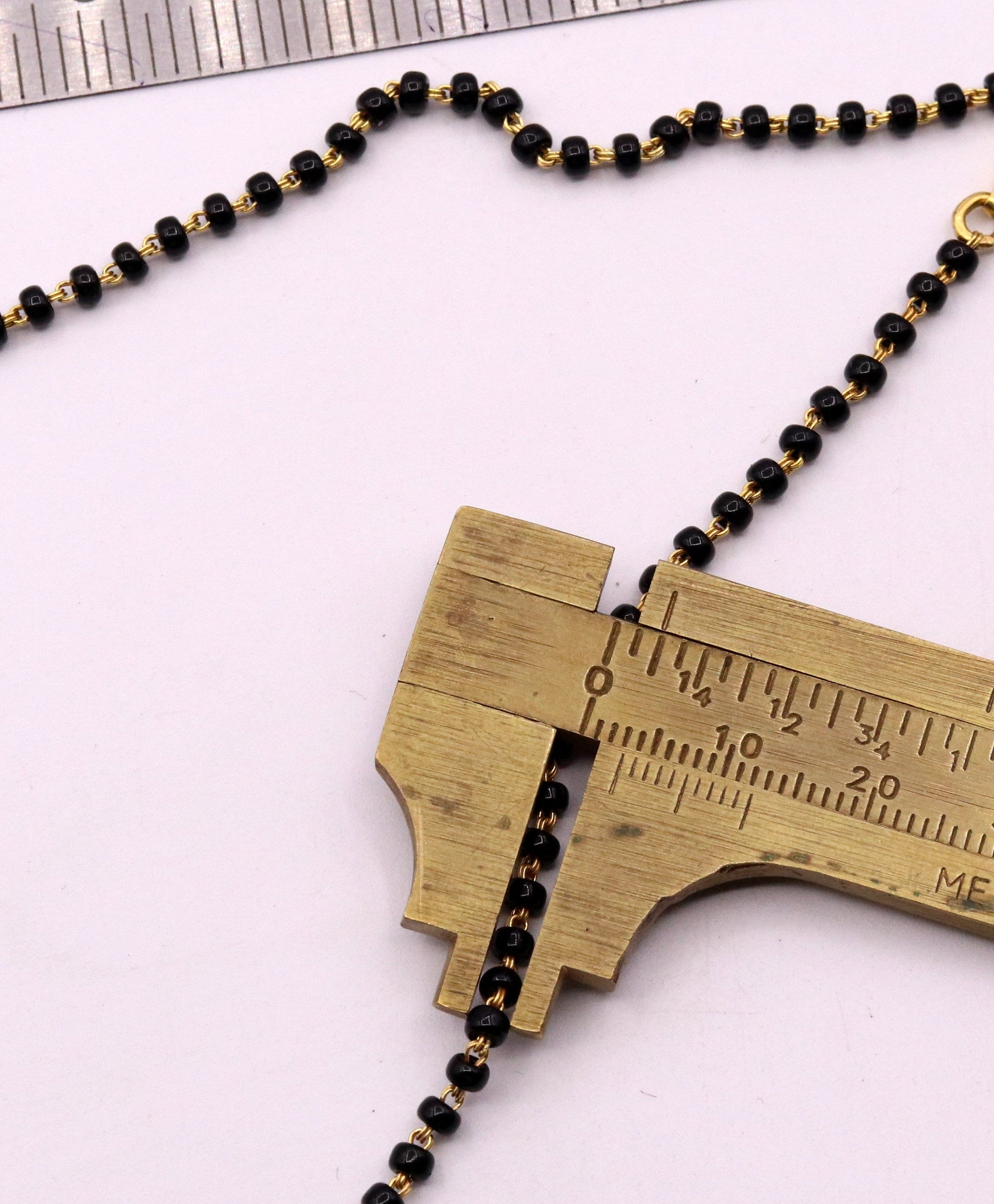 22karat yellow gold handmade gorgeous black color beads chain necklace, excellent stylish mangalsutra chain  necklace ch197 - TRIBAL ORNAMENTS