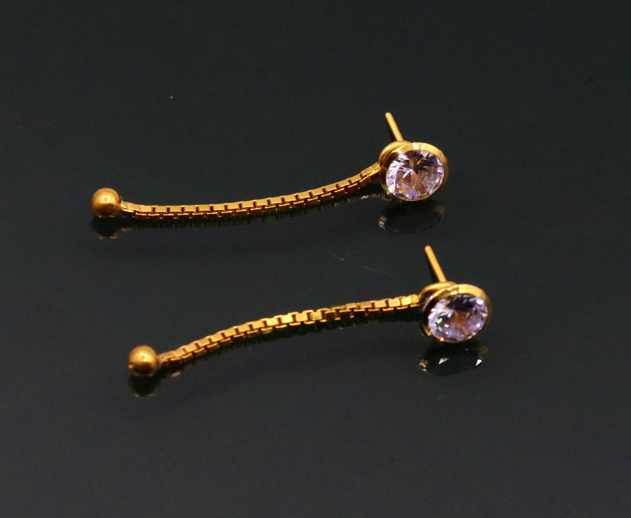 22K Gold Drop Earrings For Women - 235-GER14703 in 2.950 Grams