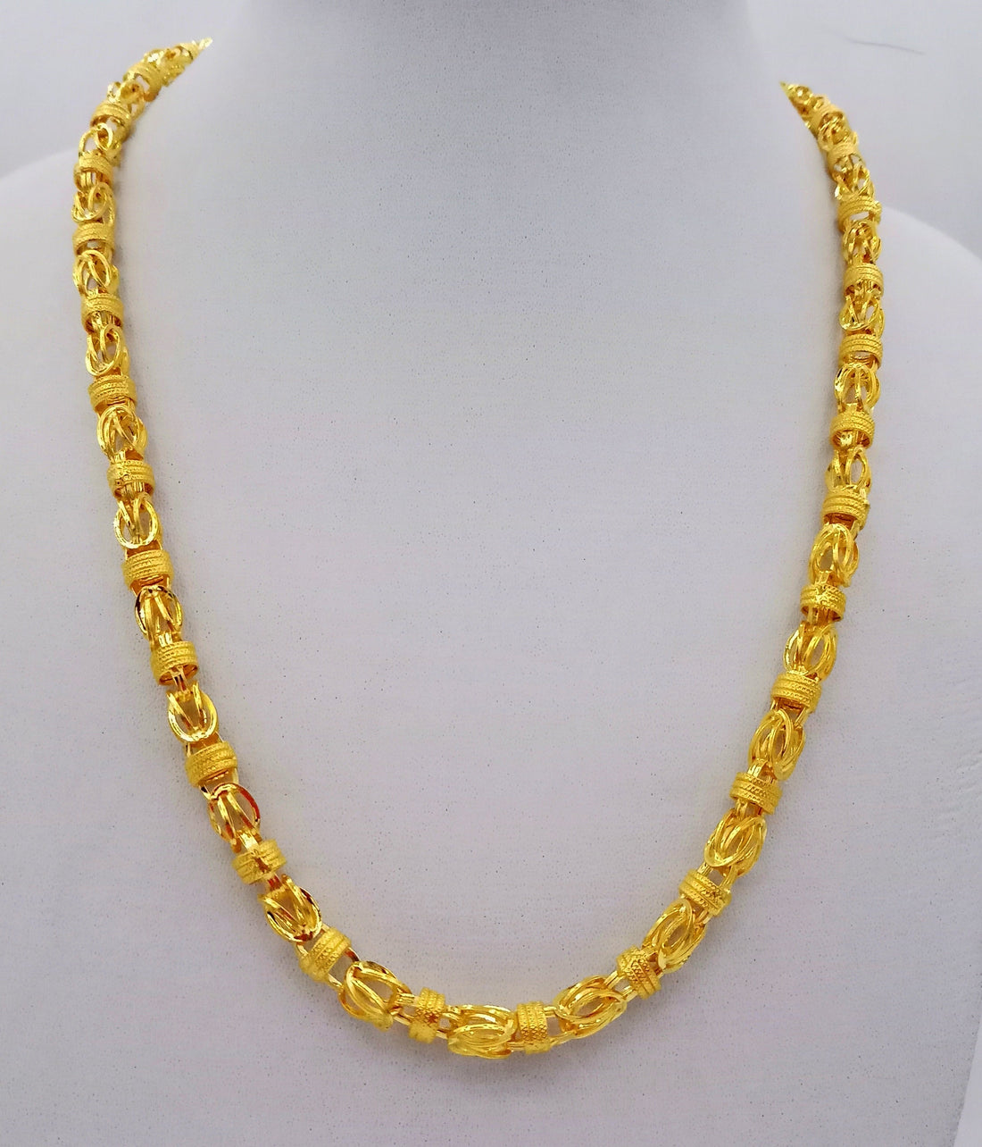 22karat yellow gold handmade 20 inches long amazing byzantine chain necklace certified india jewelry for unisex gifting - TRIBAL ORNAMENTS