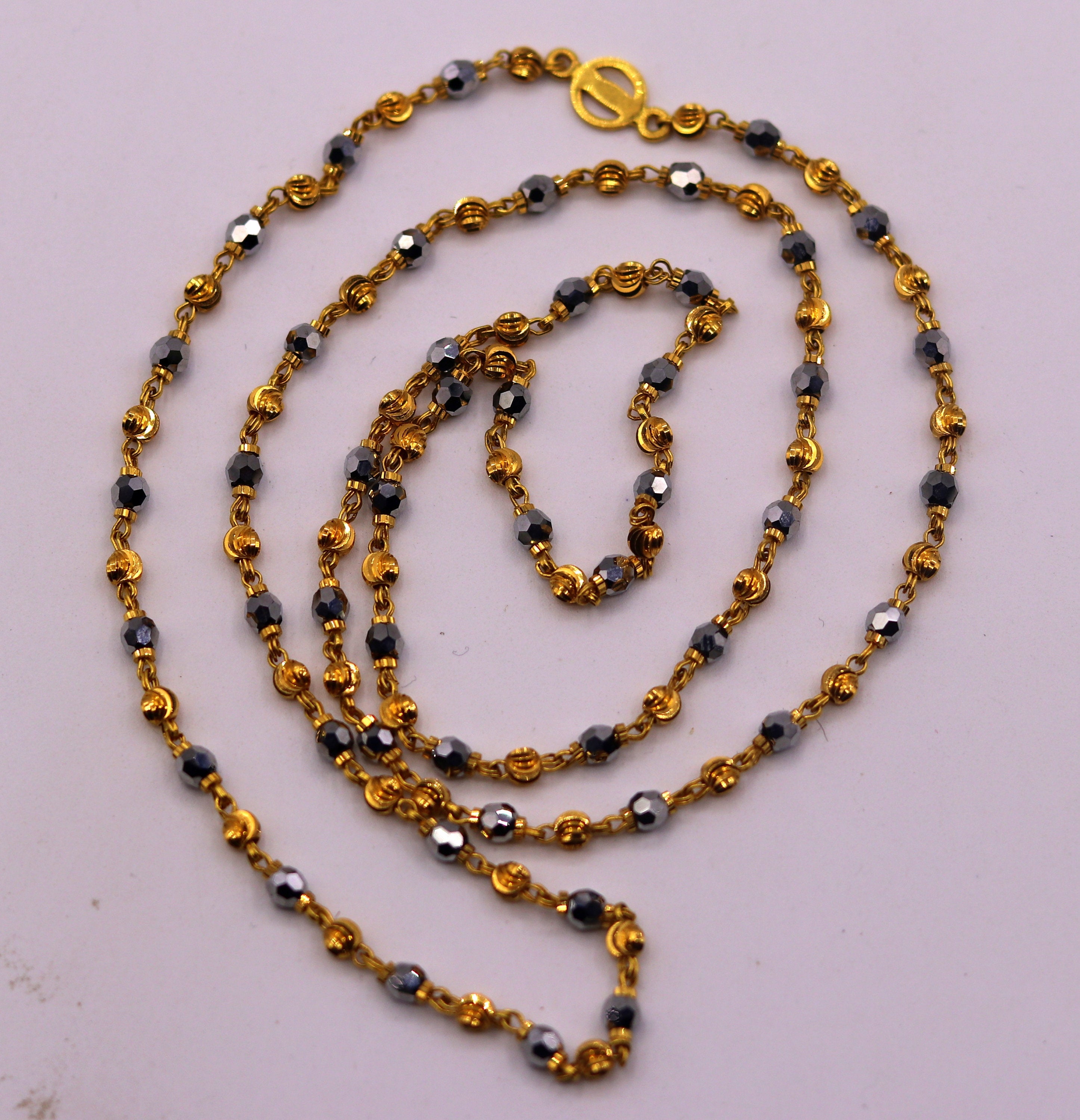 Black beads deals mala in gold