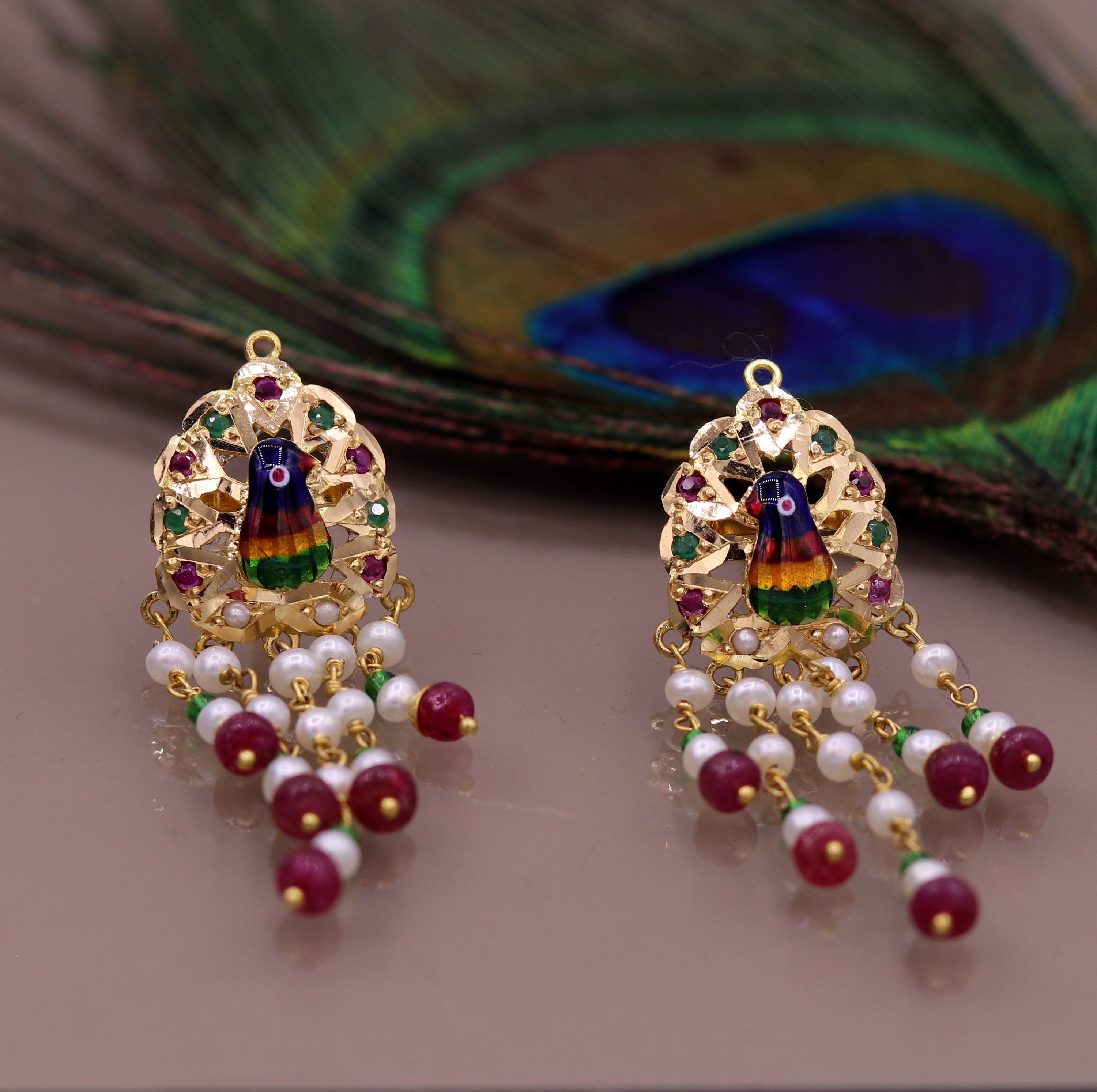 24 ct. Gold Plated Handmade Traditional Punjabi Clip Design Earrings Jhumka  J0384 - muteyaar.com