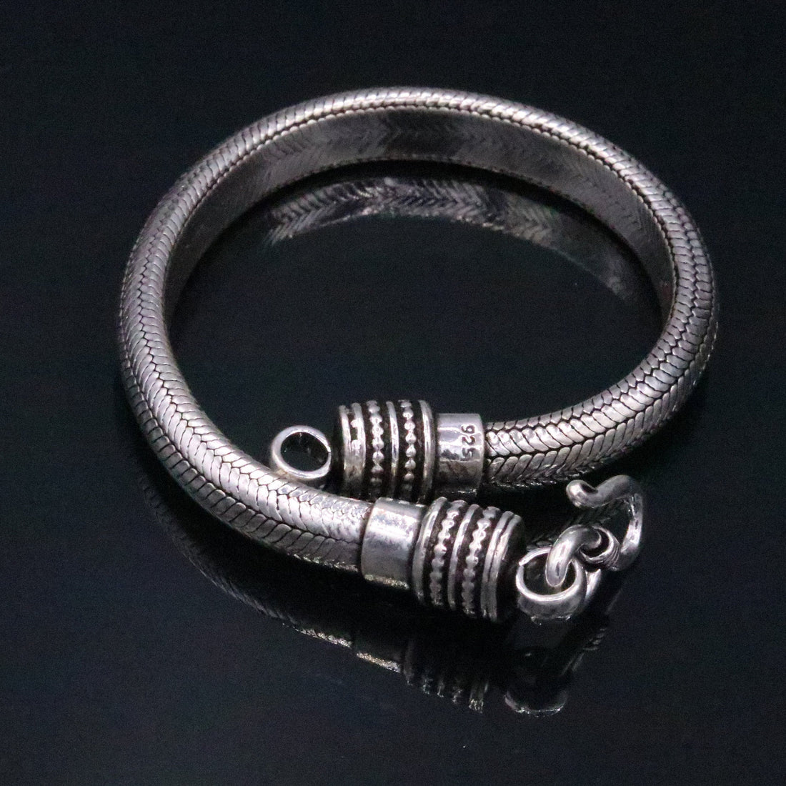 8.5" 925 Sterling silver vintage handmade wheat chain Half round D shape bracelet unisex gorgeous antique style jewelry from india sbr63 - TRIBAL ORNAMENTS