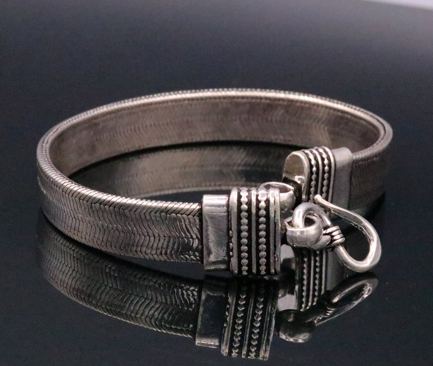 8" Handmade solid 925 sterling silver vintage wheat chain foxtail chain bracelet unisex elegant jewelry for wrist belt gifting sbr66 - TRIBAL ORNAMENTS