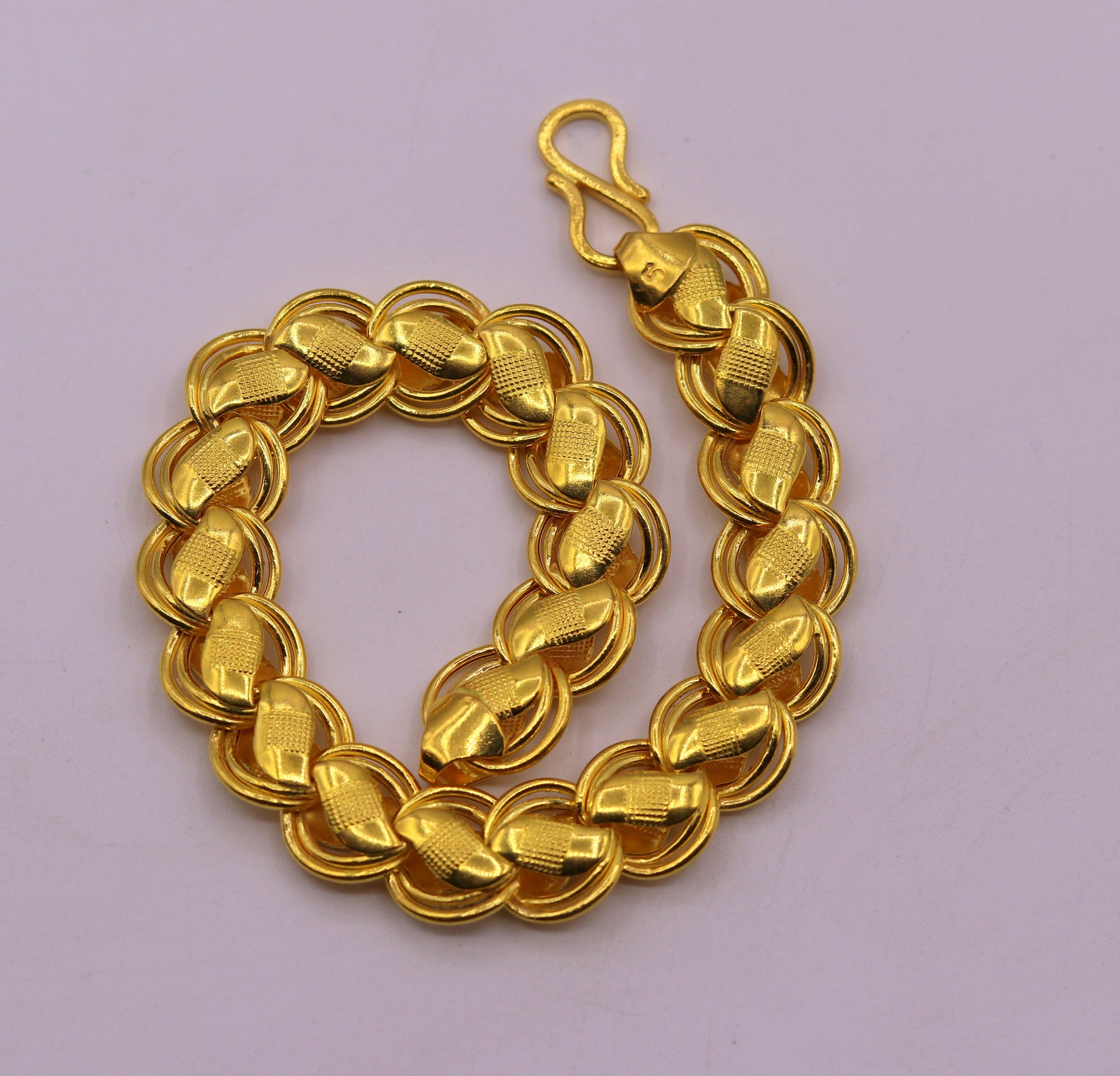 Genuine 22kt yellow gold handmade Lotus chain bracelet amazing royal design bracelet unisex jewelry from Rajasthan India - TRIBAL ORNAMENTS