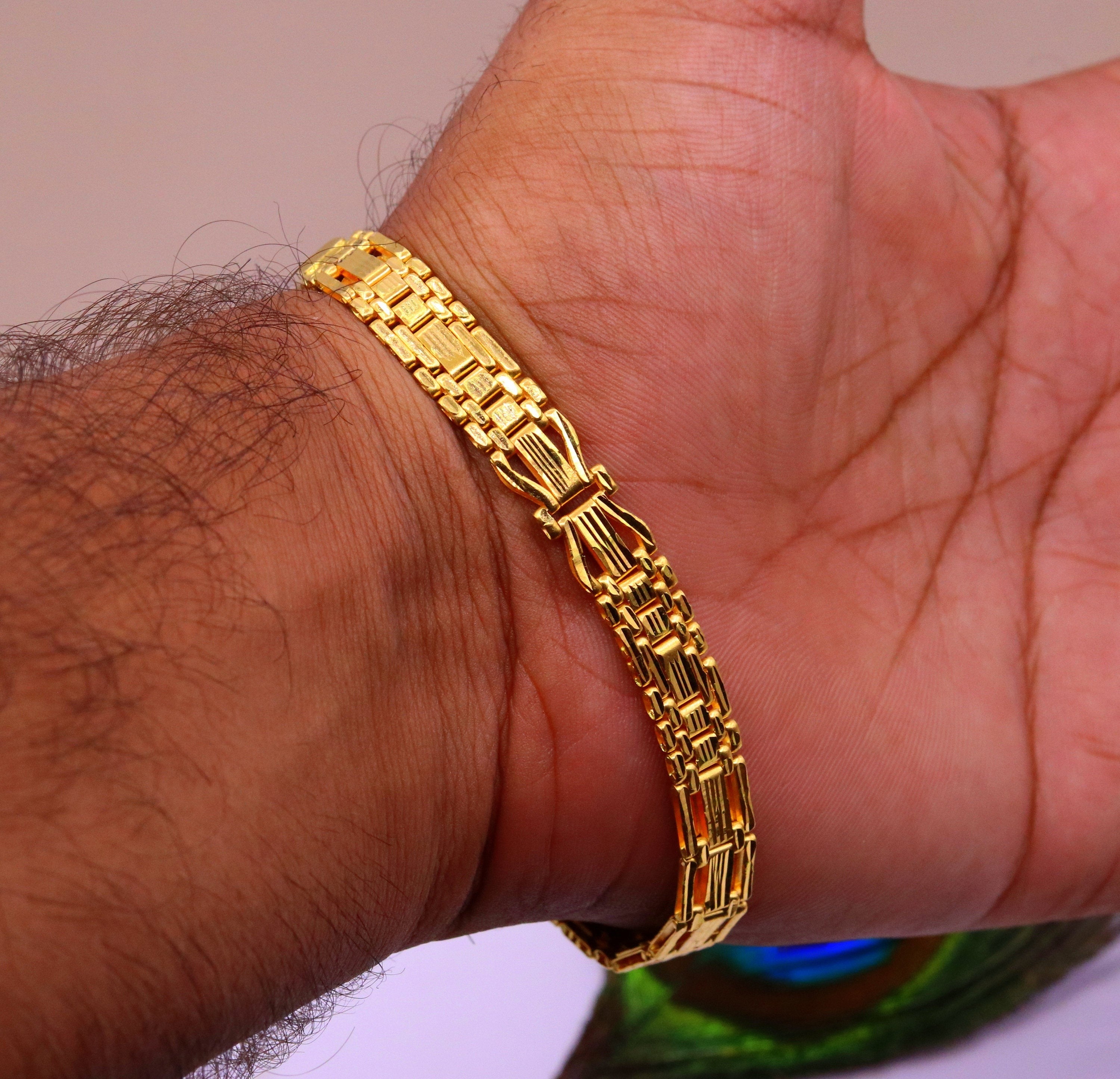 22k Gold Designer Stylish Bracelet Men's exclusive 916% casting CZ bracelets  85 | eBay