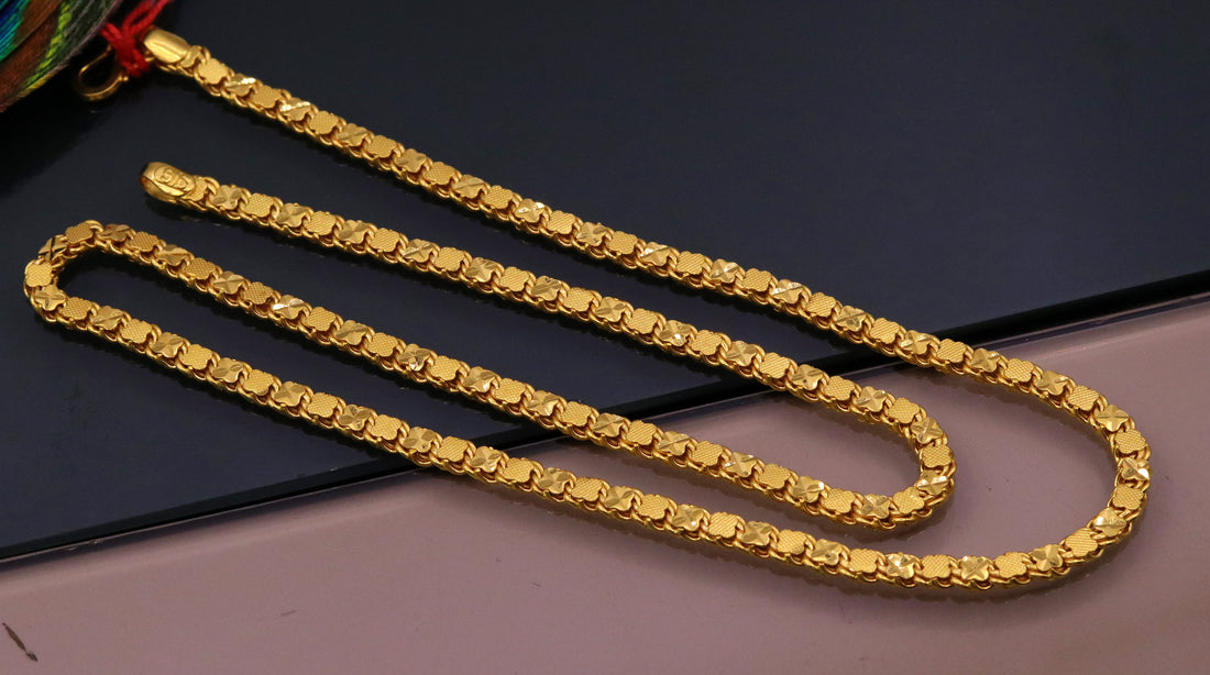 Gorgeous 22kt yellow gold solid excellent design chain necklace handcrafted Indian jewelry gifting ideas ch214 - TRIBAL ORNAMENTS