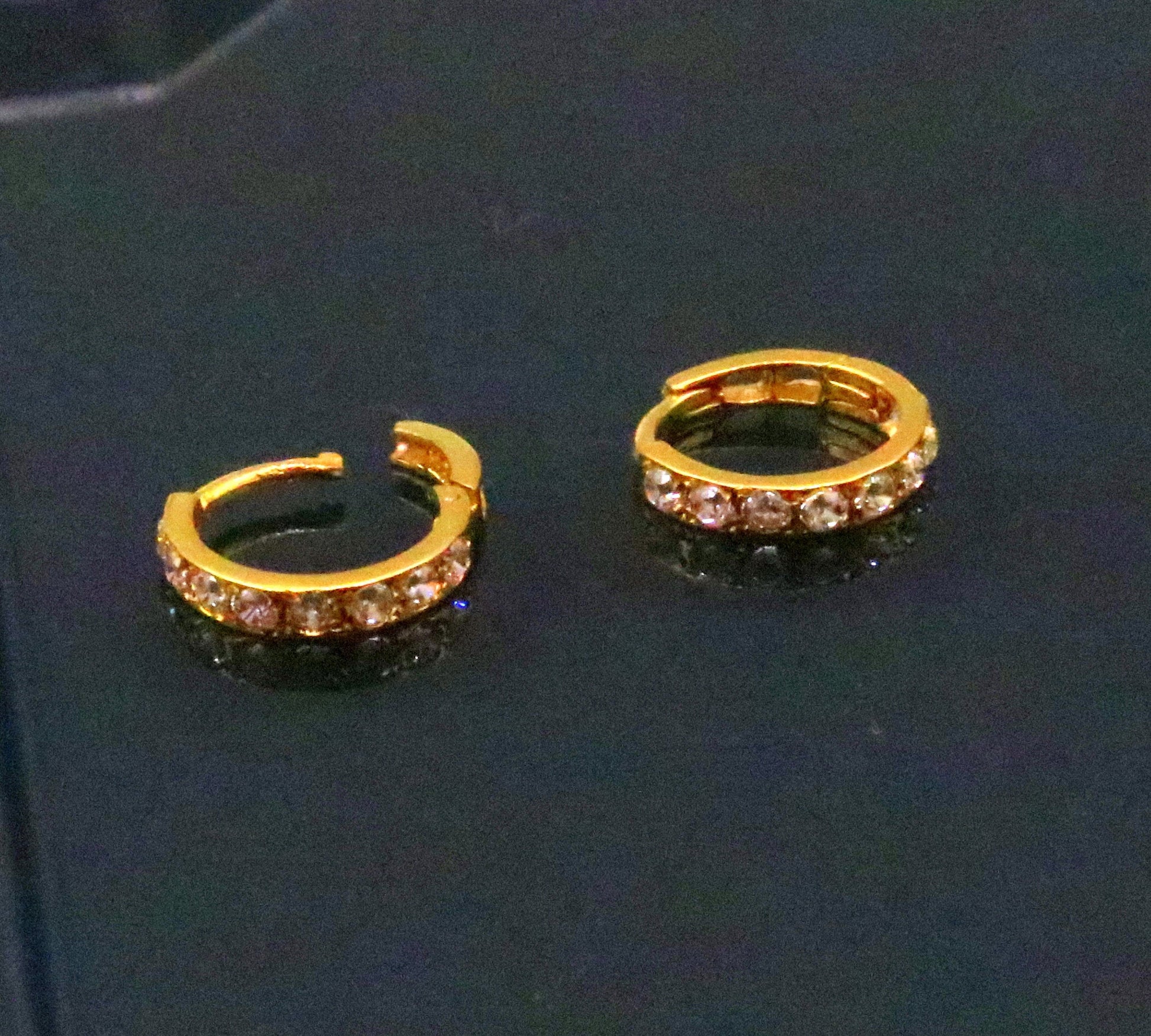 Amazing cz stone jadau 18kt solid gold handmade gorgeous earrings hoops jewelry belly dance tribal bali jewelry from India ho30 - TRIBAL ORNAMENTS