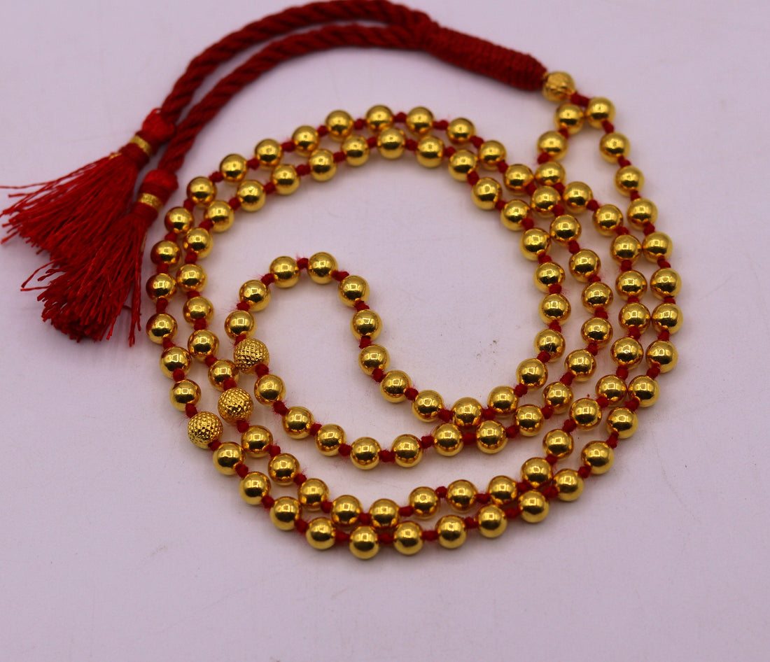 20 karat yellow gold handmade fabulous 108 beads japp mala with guru and market beads japp mala,excellent japping mantra meditation necklace - TRIBAL ORNAMENTS