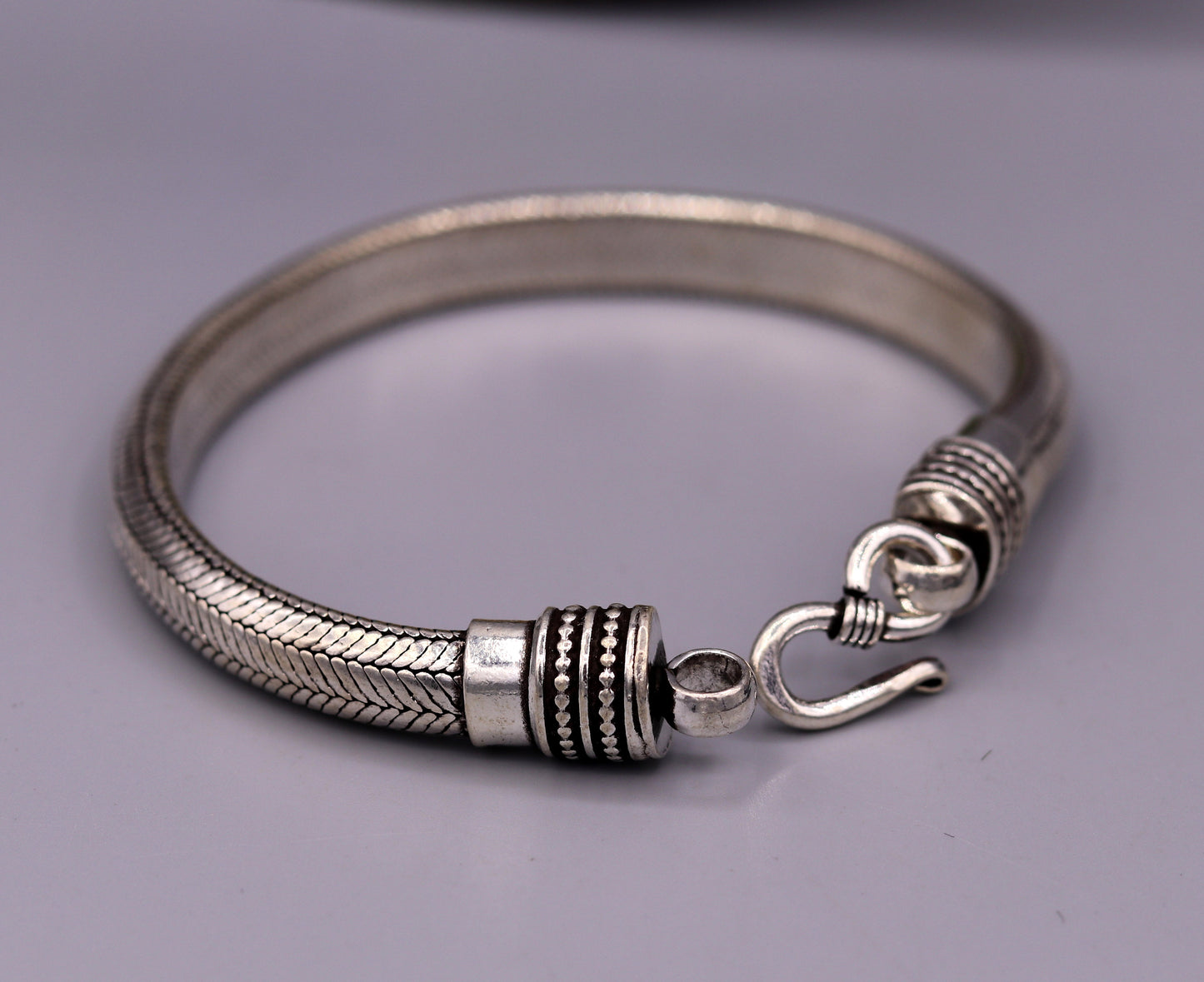 8.5" 925 Sterling silver vintage handmade wheat chain Half round D shape bracelet unisex gorgeous antique style jewelry from india sbr63 - TRIBAL ORNAMENTS