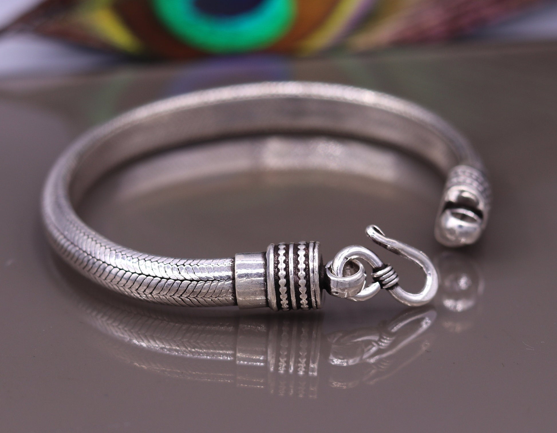 8.5" 925 Sterling silver vintage handmade wheat chain Half round D shape bracelet unisex gorgeous antique style jewelry from india sbr63 - TRIBAL ORNAMENTS