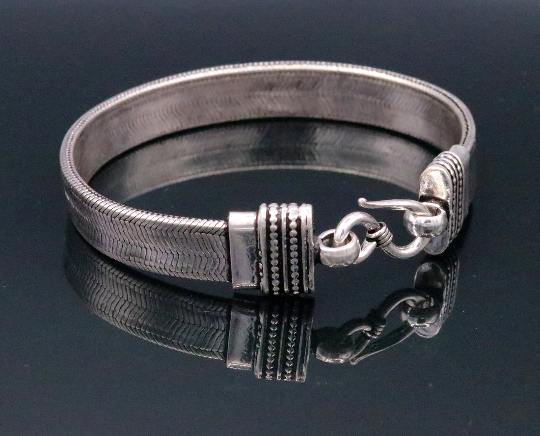 8" Handmade solid 925 sterling silver vintage wheat chain foxtail chain bracelet unisex elegant jewelry for wrist belt gifting sbr66 - TRIBAL ORNAMENTS