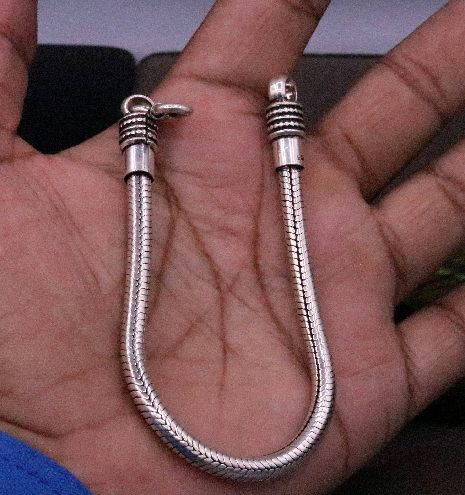 8.25 inches 5mm Amazing vintage style snake chain handmade 925 sterling silver bracelet unisex Indian tribal gifting jewelry SBRM1001 - TRIBAL ORNAMENTS