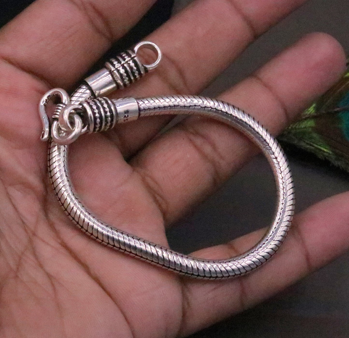8.25 inches 5mm Amazing vintage style snake chain handmade 925 sterling silver bracelet unisex Indian tribal gifting jewelry SBRM1001 - TRIBAL ORNAMENTS