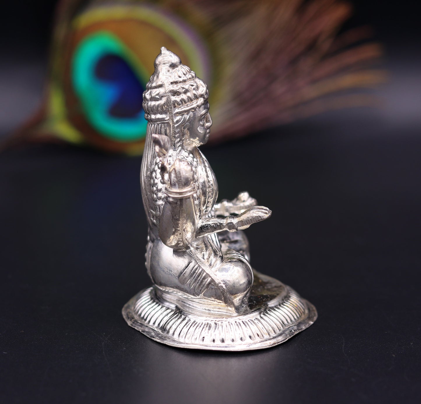 Sterling silver handmade gorgeous Goddess laxmi statue sculpture for Diwali puja customized art home temple article from sst01 - TRIBAL ORNAMENTS